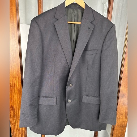 Lauren Ralph Lauren Sport Coat Mens 44L Dark Gray Wool Two Button Blazer Lined - Picture 1 of 10